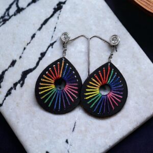 LUNA extravagáns FEKETE fa bizsu fülbevaló