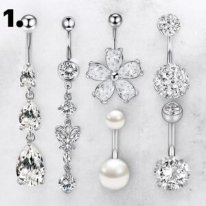 Déna ezüst színű orvosi fém köldök piercing (1.)