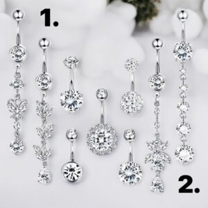 Cintia ezüst színű orvosi fém köldök piercing (1.)