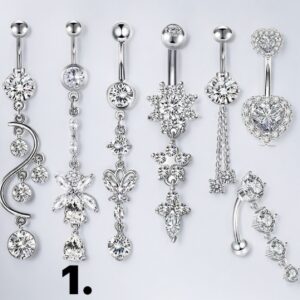 Léna ezüst színű orvosi fém köldök piercing (1.)