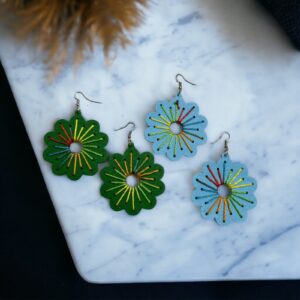 LONA extravagáns ZÖLD fa bizsu fülbevaló