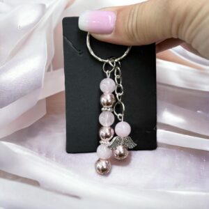 Angel hematit-rózsakvarc ásvány kulcstartó