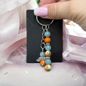 Angel akvamarin ásvány kulcstartó