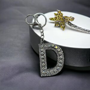 D betű fekete kristályos csodaszép kulcstartó