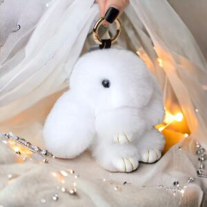 Fehér színű nyuszi kulcstartó