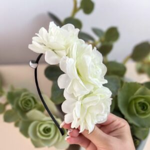 Bella gyönyörű ekrü színű virágos hajpánt hajdísz