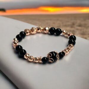 Léna fekete rosegold hematit szerencsehozó ásvány karkötő