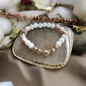 Hegyikristály-hematit horoszkópos ásvány karkötő választható csillagjeggyel