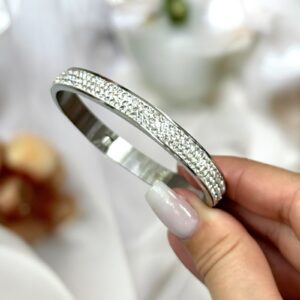 Emy ezüst színű ovális nemesacél merev karkötő