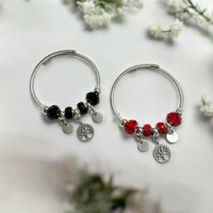 Életfa piros színű nemesacél karkötő