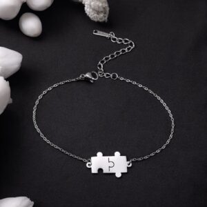 Puzzle ezüst színű nemesacél karkötő