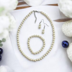 Lili ekrü színű gyöngy esküvői ékszer