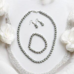 Lili szürke színű gyöngy esküvői ékszer