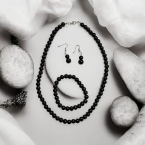 Lili fekete színű gyöngy esküvői ékszer