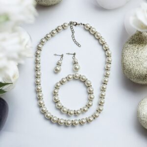 Rella bizsu SZETT fehér gyöngy esküvői ékszer