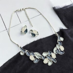 Bella kék színű bizsu tűzzománc nyaklánc szett