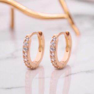 Nelli rosegold színű 9MM köves karika nemesacél monroe piercing