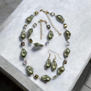 Dakota zöld színű nemesacél nyaklánc SZETT