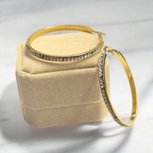 Maggie arany színű 4,5 cm nemesacél köves karika fülbevaló