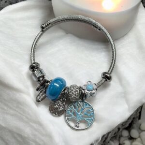 Panna kék színű nemesacél karkötő