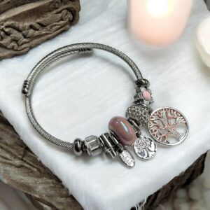 Panna rózsaszín színű nemesacél karkötő