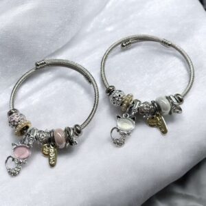 Panna rózsaszín színű nemesacél karkötő