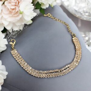 Alíz arany színű 3 soros bizsu alkalmi karkötő