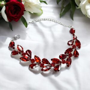 Amanda piros színű kristály köves alkalmi bizsu karkötő