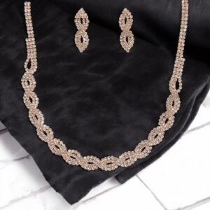 Bella rosegold színű bizsu nyaklánc szett esküvői ékszer