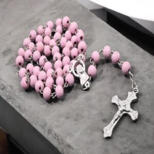 Mason rózsaszín illatosított fa rózsafüzér gyöngy ékszer