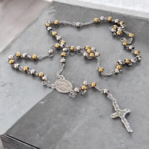 Beads Nemesacél arany ezüst színű rózsafüzér kereszt férfi nyaklánc