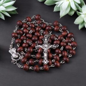 Mason sötétbarna illatosított fa rózsafüzér gyöngy ékszer