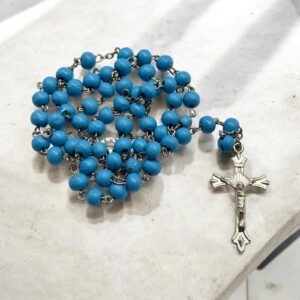 Mason világos kék illatosított fa rózsafüzér gyöngy ékszer