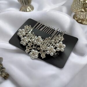 Kamilla ezüst színű alkalmi fésűs esküvői hajdísz