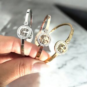 Életfa arany színű nemesacél karkötő