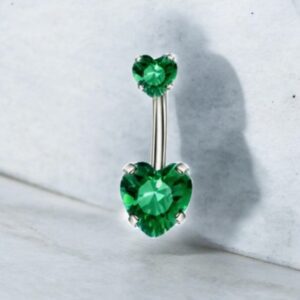 HEART méregzöld színű orvosi fém köldök piercing