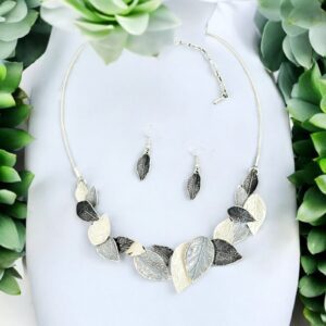 Olivia grafit színű bizsu tűzzománc nyaklánc szett