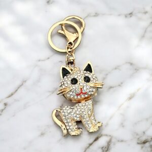 Cica arany színű kristályos csodaszép kulcstartó