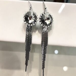 Alejandra grafit színű hosszú köves bizsu fülbevaló