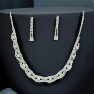 Viola ezüst köves esküvői ékszer szett