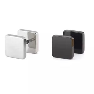 Nate fekete 4mm kocka nemesacél férfi fake plug párban