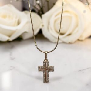 Kereszt rose gold színű köves xuping nyaklánc