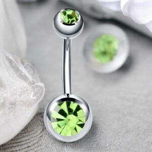 LINA zöld színű orvosi fém köldök piercing